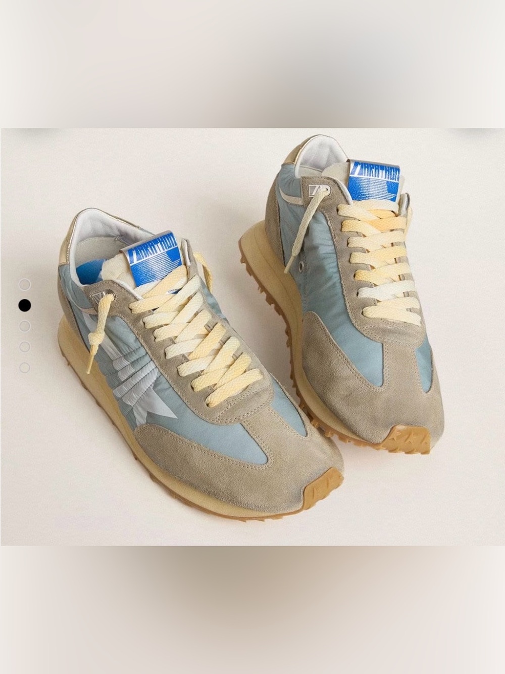 Golden Goose Women's Marathon Sneakers in Light Blue and Tan